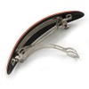 90mm Across/Coral Stripy Print Acrylic Oval Barrette/Hair Clip In Silver