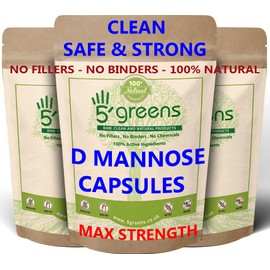 5greens D-Mannose 1000mg High Strength Per Serving – 120 Vegan Friendly Capsules- 100% Natural, No Fillers or Binders – Made in The UK by 5greens