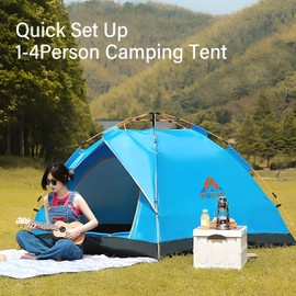 TGpao Waterproof Quick Set Up 4-Person Camping Tent with Bug Netting - Instant Pop-Up Tents for Camping & Hiking | All-Weather 4-Season Outdoor Shelter (Dark Green, 4 Person)