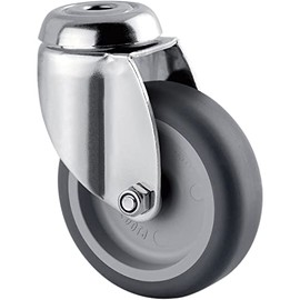 Tente Swivel Castor with Back Hole 75 mm Agila Rustproof - Apparatus Roller with Plate - Plastic Wheel for Load Capacity up to 75 kg - Rotatable Transport Roller with Plain Bearing, Stainless Steel