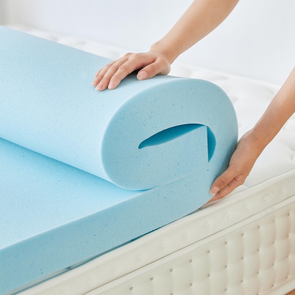 LINSY California King Memory Foam Mattress Topper, 3 Inch Medium