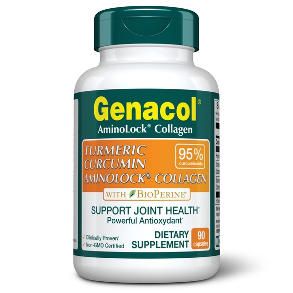 Genacol Turmeric Curcumin Collagen Supplement Enhanced Absorption with 95% Curcuminoids, Black Pepper & AminoLock Colageno | Supports Healthy Joints | 90 Capsules