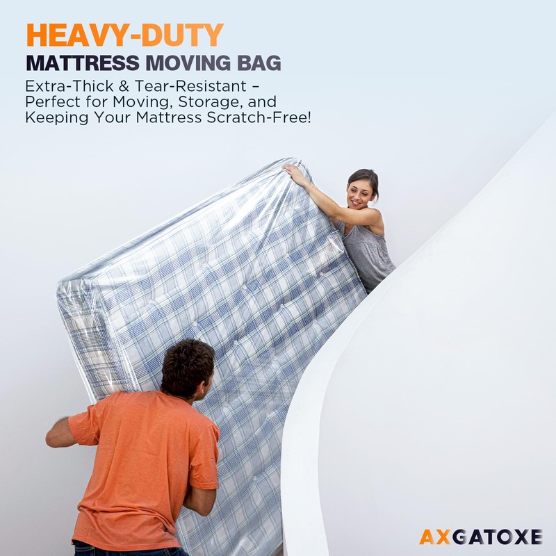 Plastic Mattress Bag for Moving Storage, Waterproof Mattress Cover, Mattress