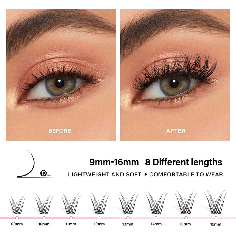 Happy Heartbeat Natural Lash Clusters Thin Invisible Band Eyelash Extension