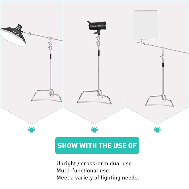Lapgood Stainless Steel Heavy Duty C-Stand with Boom Arm,10.8ft/330cm Adjustable