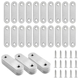 20 Pcs Metal Mending Plates for Wood, Small Flat Brackets for Wood, Stainless Steel Flat Straight Repair Joining Fixing Mending Brace Brackets for Furniture Support Bracket, with Screws(60x15 mm)