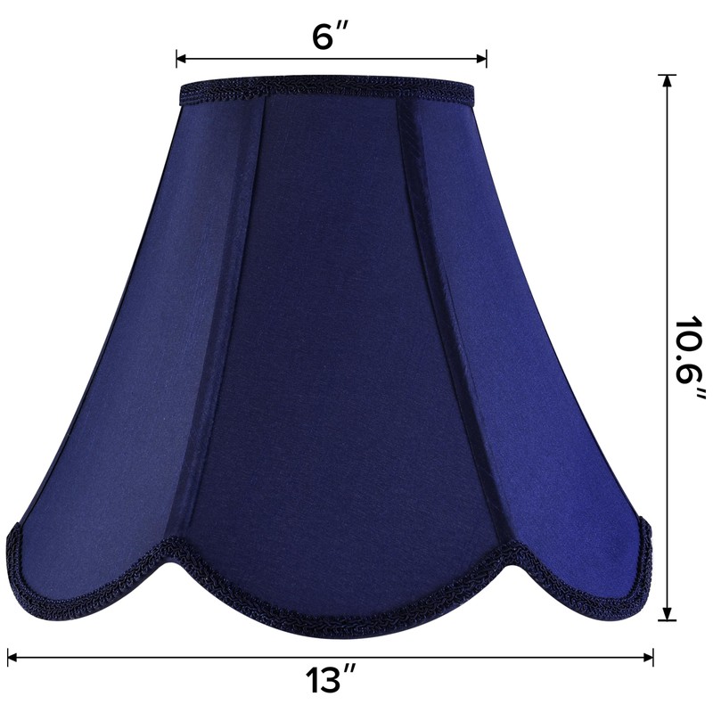 GO&SO Navy Blue Lamp Shade Scalloped Lampshade,Petal Edge Braid Bell