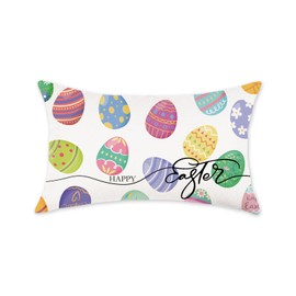 TAJWE Happy Easter Pillow Cover 12x20 Inch Eggs Pillowcase Farmhouse Spring Cushion Case for Sofa Couch Home Decoration