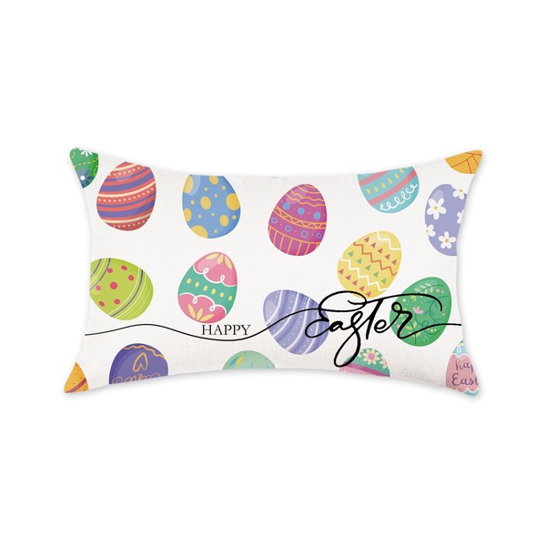 TAJWE Happy Easter Pillow Cover 12x20 Inch Eggs Pillowcase Farmhouse