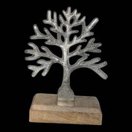 Goldbach Aluminium Tree on Wooden Base 15.5 cm Large Aluminium Decorative Tree Stand Deciduous Tree