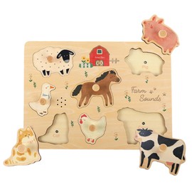 Freniland Farm Sound Puzzle for Toddlers, Wooden Farm Animal Puzzle with Realistic Sounds, Montessori Learning Toy for 18M+