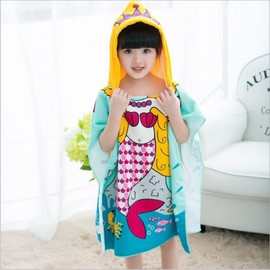 Baby Character Hooded Mermaid Beach Towel for Kids Single Color/1pc 5ea