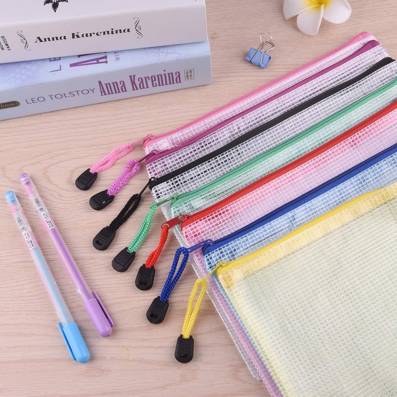 TUPARKA Pack of 14 Document Wallets A5 Plastic Zip Wallets