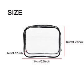 1 PCS Clear PVC Makeup Bag with Zipper, Portable Travel Zippered Pouch, Black Travel Toiletries Bag for Vacation Bathroom Organizing, 14x4x12cm