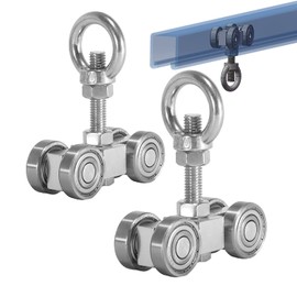 SKTREX 4 Wheel Silent Trolley Assembly Rollers Four Bearing Trolley Assembly for 1-5/8" Wide and All 1-5/8" or Taller unistrut Strut Channel with M10 Bolt and Lifting Eye Nuts