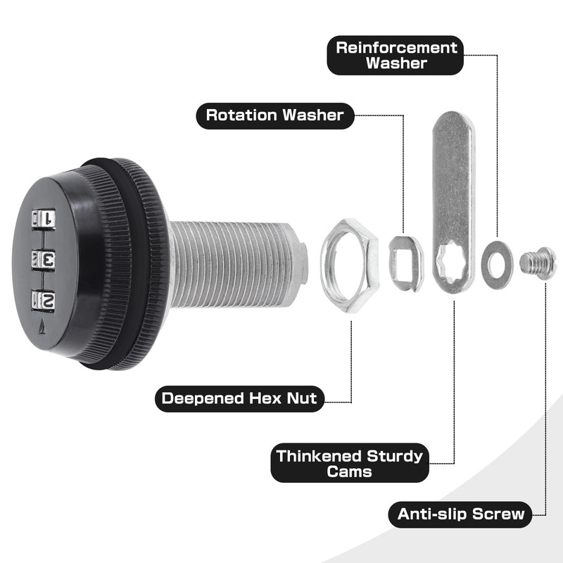 RealPlus 6 Pack Combination Cam Lock 1-1/8" Cylinder Coded Cabinet