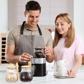 Willinglong 4 Pack Sugar Container with Bamboo Lid and Spoon 15 oz Glass Bowl Jar with Airtight Lid for Brown Sugar Keeper Storage Container for Coffee Bar Office Kitchen Accessories(Clear)