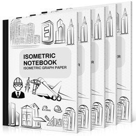 Ctosree 5 Pcs Isometric Graph Paper Notebook 8.5" x 11" Graph Paper 200 Sheets in Total Isometric Grid Drawing Pads Suitable for Engineering Industrial Architectural Art 3D Design Interior Design