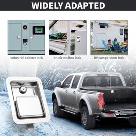 Loclink Truck Tool Box Lock Replacement, Hight Quality 304 Stainless Steel Polished Panel, Pull Handle Lock for RV Camper, Trailer Door, Electrical Cabinet (With 2 Keys)