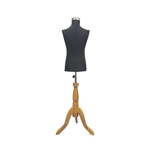 Child Mannequin Dress Form Black on Wooden Tripod Base 27"