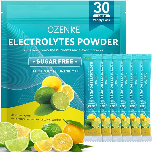 OZENKE Electrolytes Powder Packets,30 Sticks Hydration Packets Sugar Free, Electrolyte