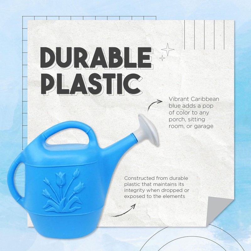 Union 63066 Watering Can with Tulip Design, 2 Gallon, Caribbean