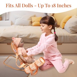 4-in-1 Baby Doll Stroller Set with Butterfly Design – Includes Toy Stroller, Crib, Bouncer & High Chair – Doll Accessories & Baby Doll Furniture Set for Toddlers 3-4 Years – Fits Dolls up to 18 Inches