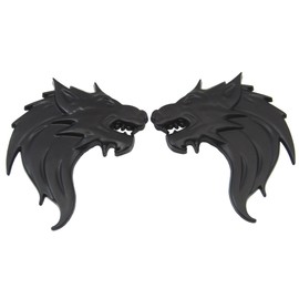 Wolf Wolf Car 3D Emblem Sticker Metal Left Right Easy to Apply Double Sided Tape Included (Black Left and Right)
