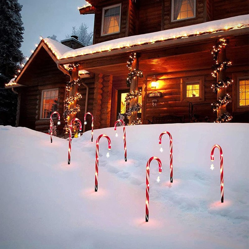 Outdoor Solar Garden Lamp Waterproof Solar Christmas Cane Stake Light