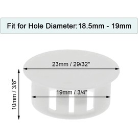 25PCS 19mm White Hole Plugs Plastic Flush Type Hole Plugs Snap in Locking Hole Tube, Furniture Fencing Post Pipe Insert End Caps (White)
