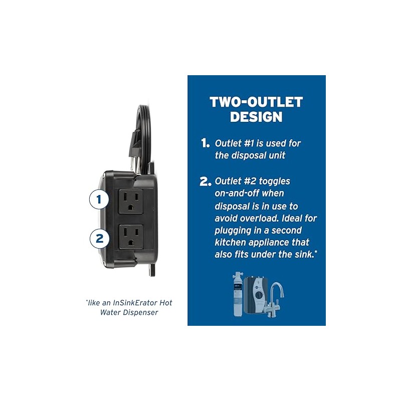 InSinkErator Garbage Disposal Air Switch Kit, Dual Outlet Sink Top