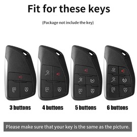 ontto luminous car key fob cover fit for Chevy Silverado 1500 Traverse Equinox for GMC Sierra 1500 2500HD 3500HD 2022-2025 key holder Metal Shell case keyring keychain Accessories 5 buttons Black