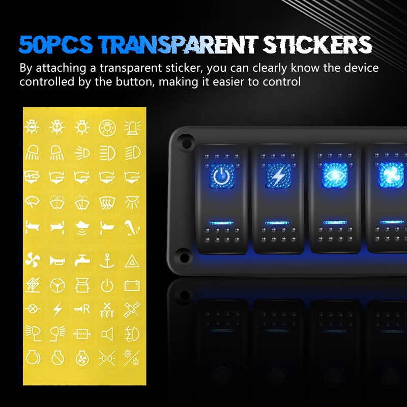 Chelhead 4 Gang Switch Panel with Switch Double USB Charger