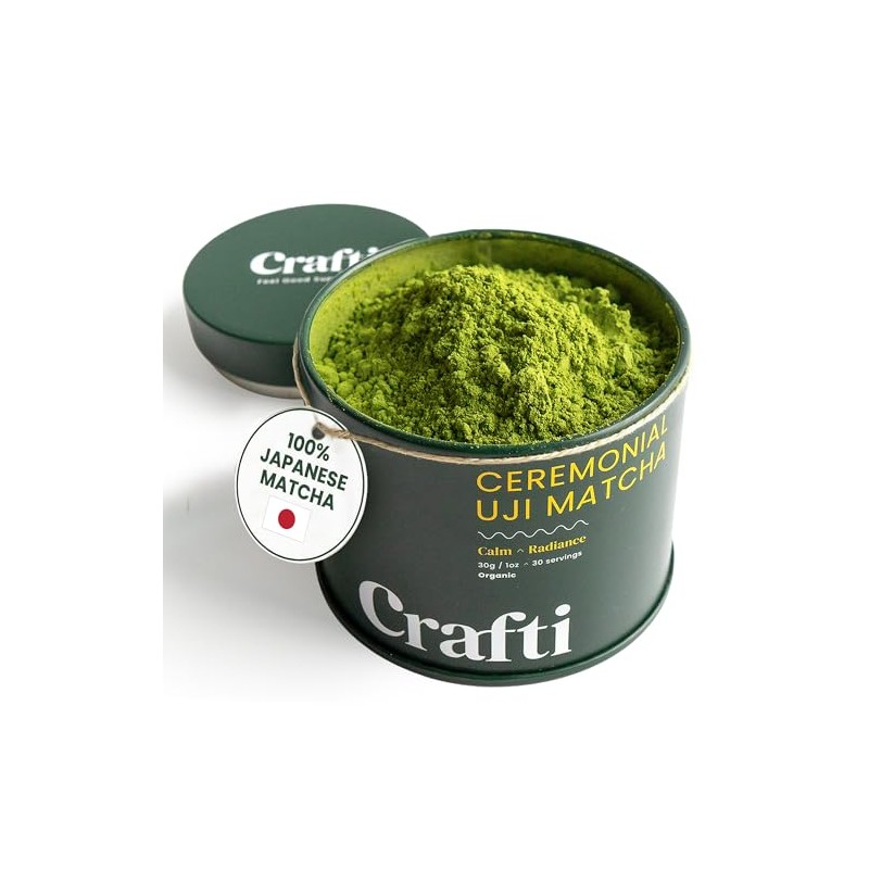 Crafti Ceremonial Grade Organic Matcha Powder for Lattes