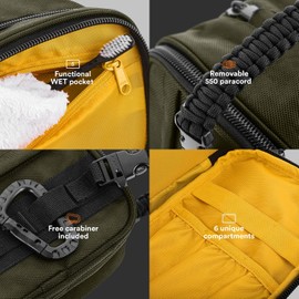 Fitdom - Neceser táctico Dopp para hombre. Perfecto para viajes y almacenamiento. Adecuado para cosméticos grandes y pequeños, maquillaje, recortadora, cepillo de dientes, ducha, afeitado y cuidado