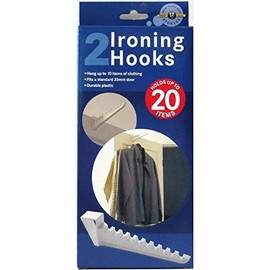 Over Door Plastic Ironing Hooks - Holds Up to 10 Hangers, Pack of 2