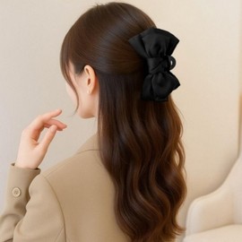 Other black satin ribbon clip pin bun hair pin ribbon clip pin, basic product / 기타 블랙 새틴 리본 집게핀 올림머리 헤어핀 리본집게핀, 기본상품