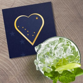 Unbranded Alaska USA State Flag Heart 4'' X 4'' Square Wooden Coaster