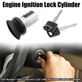X AUTOHAUX F85Z-11582-AA 1L3Z-11582-A Engine Ignition Starter Switch Lock Cylinder with 2 Keys for Ford F-150 1996-2004 for Ford F-250 1996-1999