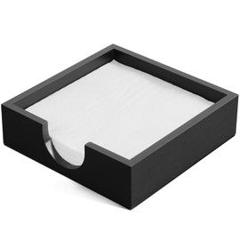 Napkin Holder for Table, Wooden Napkins Holders For Paper Napkins, Flat Napkin Holder for Luncheon, Napkin Holders for Kitchen Dinner Table Decor, Napkin Dispenser for Indoor & Outdoor Use, Black