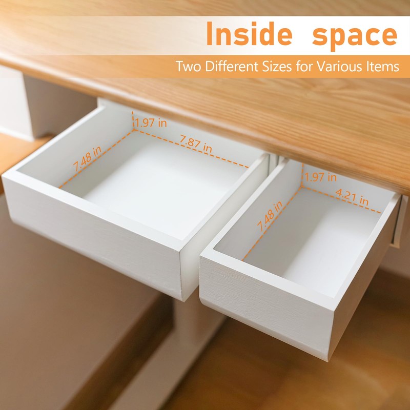 ROCDEER Under Desk Drawer Bamboo, Slide Out Desk Drawer Attachment,