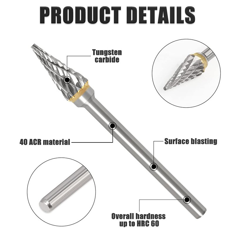 10 Pieces Rotary Cutter Set, Carving Tool Carbide Steel Solid