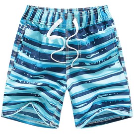 CRAZY GOTEND Boys Boardshort Swim Trunks Drawstring Beach Swimming Shorts Mesh Inner Quick Dry Sky Blue 7-8 Years