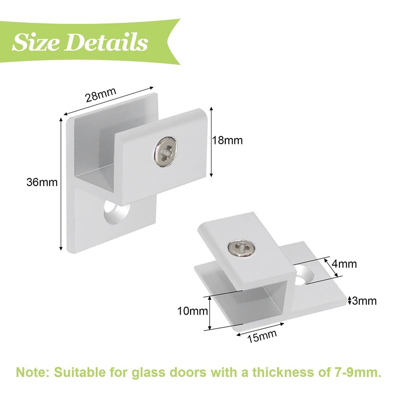 UFURMATE h-Shape Glass Clamp - 8 Pcs Silver Aluminum Clips