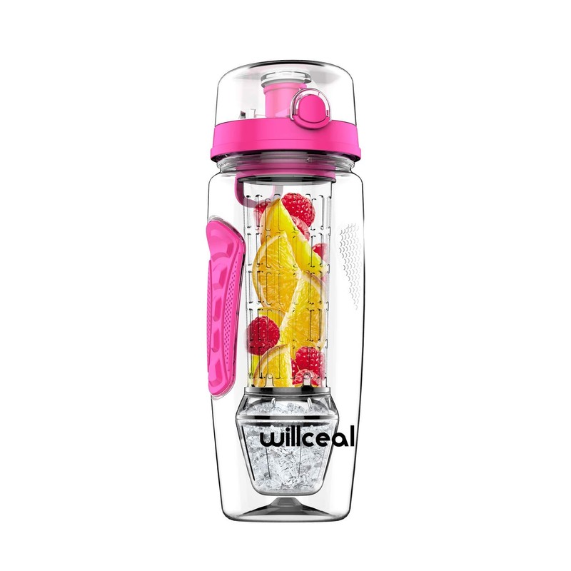 willceal Fruit Infuser Water Bottle 32oz Durable with Removable Ice