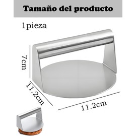 Prensa Para Hamburguesas Smash Burger, Molde Para Hamburguesa De Acero Inoxidable, Ideal Para Parrillas Y Planchas, Cocina Uniforme Y Rápida, Tamaño 7 X 11.2 X 11.2 Cm