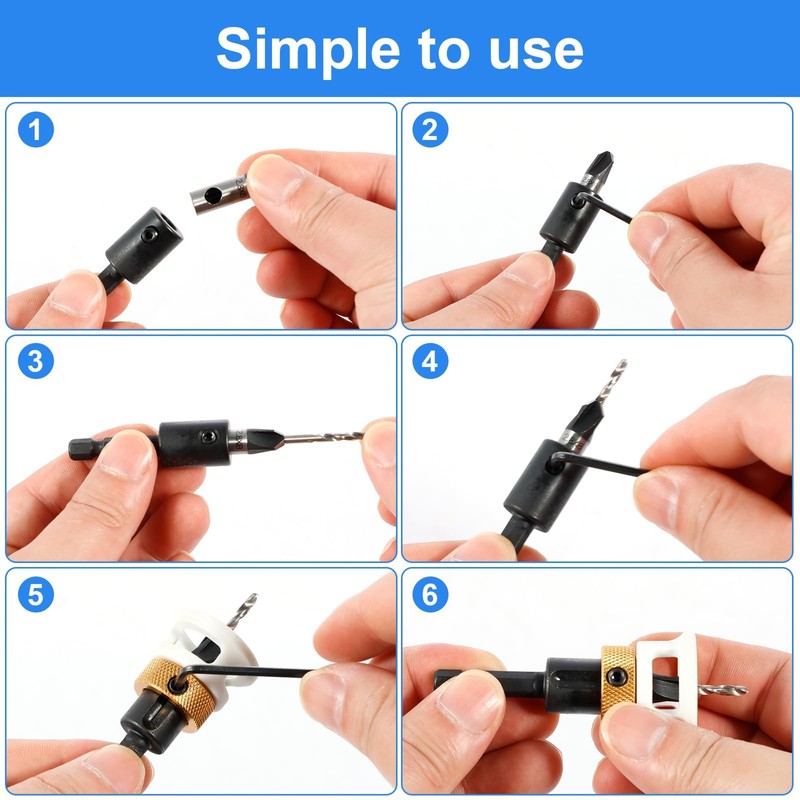 KOZTOL 4PCS Countersink Drill Bit Set, Counter Sink Drill Bit