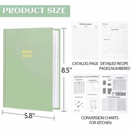 Perfect Blank Recipe book - Recipe Book to Write In Your Own Recipes,Organize Your Recipes- Waterproof Cover and 186 Blank Pages Recipe Notebook (spring green)