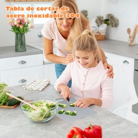 Tabla de cortar de acero inoxidable Tabla de cortar de cocina para carne, fruta y verdura Tabla de cortar multifuncional de cocina, 34 * 23cm (Mediana) (34 * 23cm)