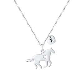 TINGN Horse Necklace for Little Girls Gifts, Horse Alphabet Necklace Horse Gifts for Girls Horse Jewelry K Necklace Initial Heart Necklace for Girls Horse Jewelry for Girls